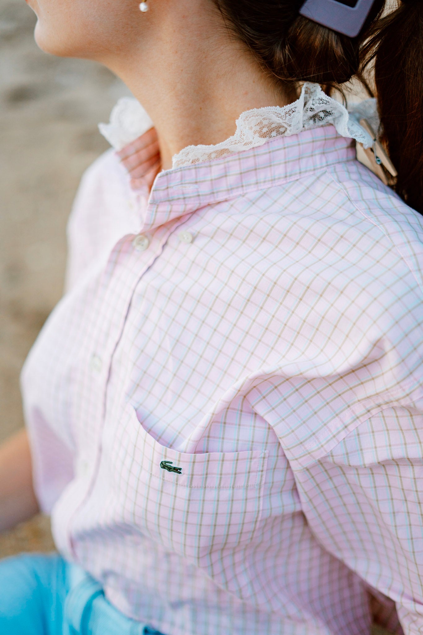 Col Officier - Rose carreaux