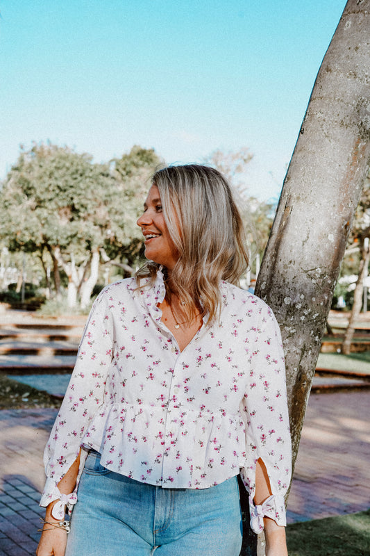 Chemise noeuds Fleurs Lila